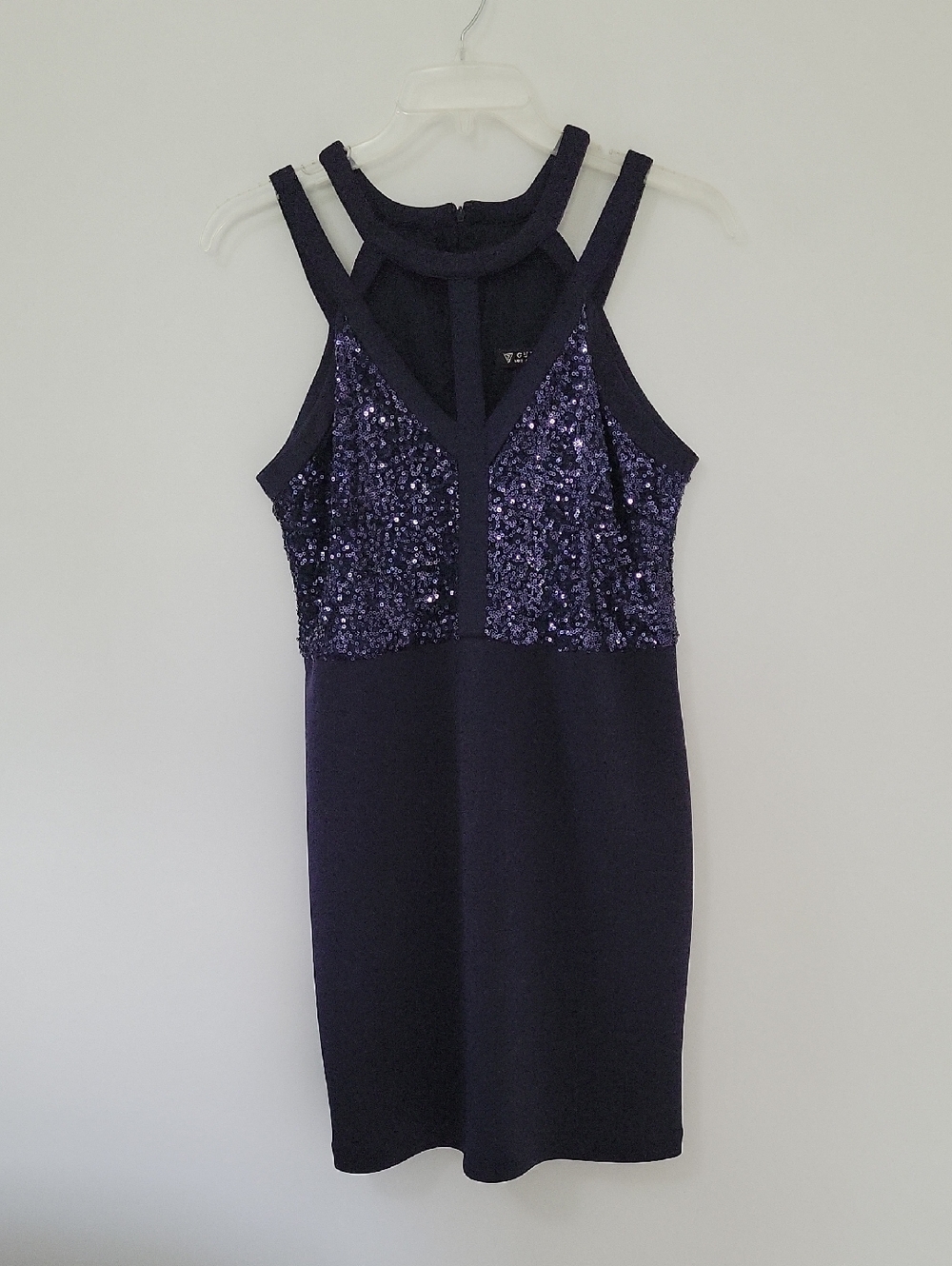 Guess Navy Sequin Halter Mini Dress, Size 4
